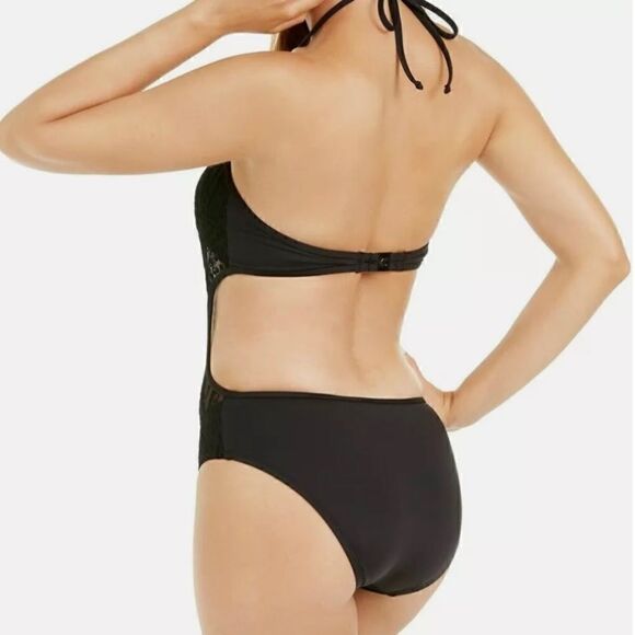 KENNETH COLE NY Sheer Pleasure Bandeau One Piece Black Swimsuit • MSRP $168 - Picture 2 of 12